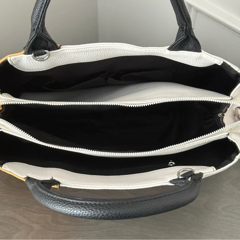 Tahari Two-Tone in Yellow & White Leather Handbag Crossbody